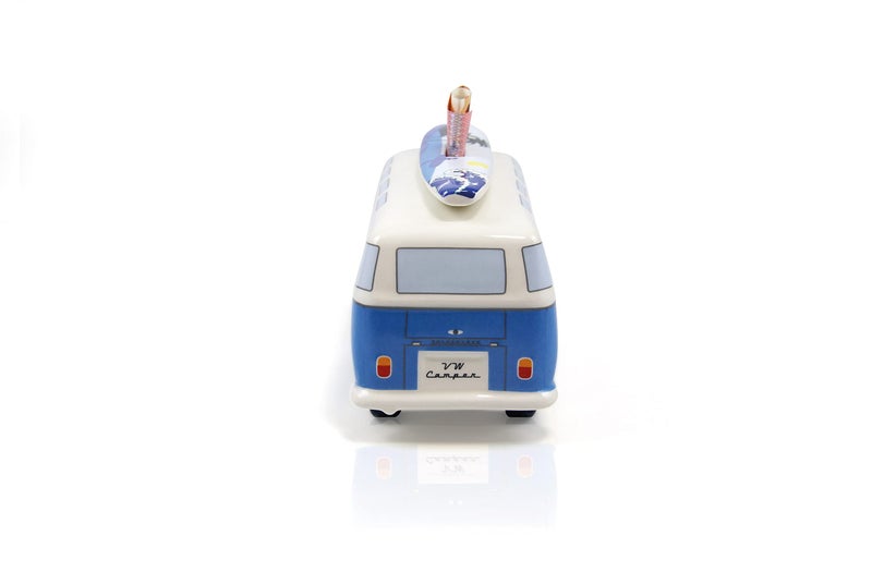 BRISA VW Collection - Volkswagen Savings Bank Piggy Bank Money Coin Box with Surfboard in T1 Bus Samba Design (Surf/Blue) - Image 4
